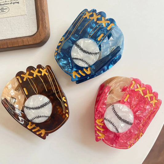 1pc American style baseball hair clip, fun baseball glove grip clip,