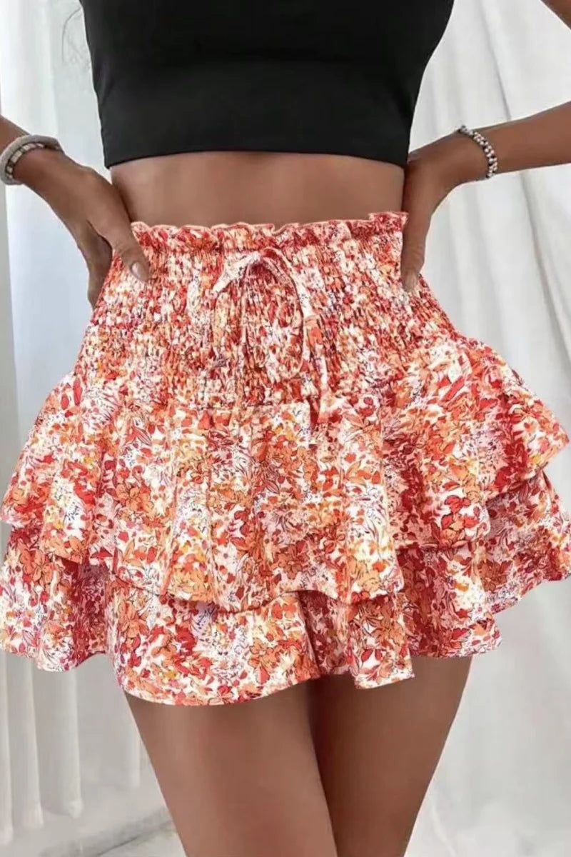Sizes to 2XL in various designs small,  floral  shorts, Appear as a skirt, Elastic Waist