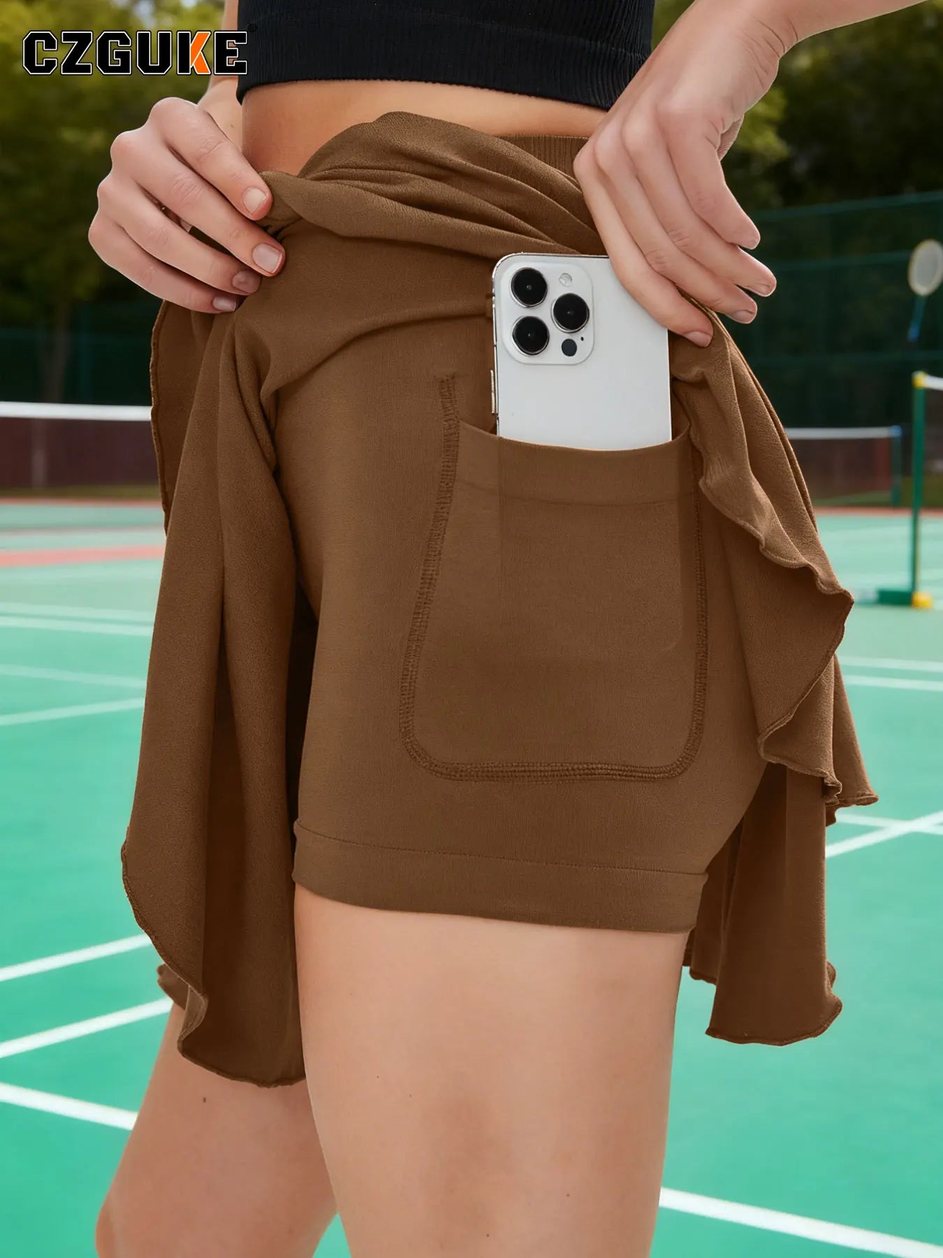 Tennis Skirt with Pocket in Shorts, High Waisted, Various Colors