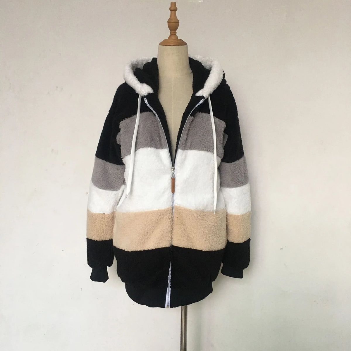 Oversized Warm Plush Jacket with Pockets, Hood, and Zipper Front, Loose, Cozy Fit. comes in 10 Colors