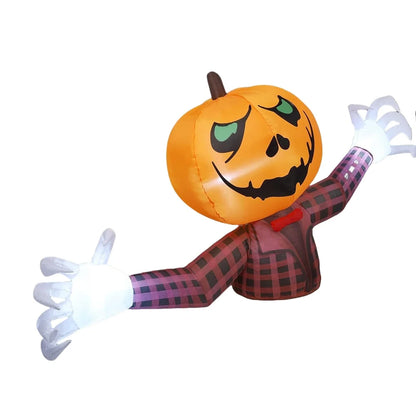 Inflatable 1.2M Halloween Pumpkin Wearing a Checkered Shirt