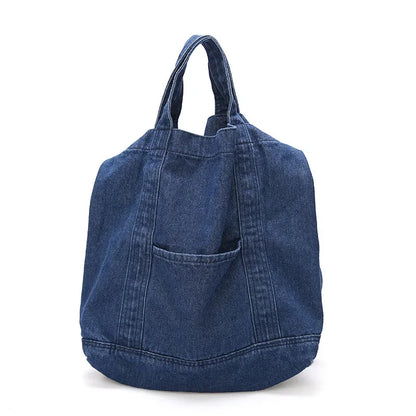 Large Capacity Denim Crossbody Shoulder Bag or Short Handle Handbag