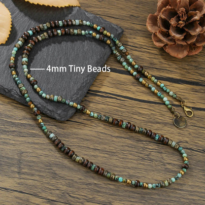 Retro Boho African Stone Necklace Hippie Long Beaded Necklace Tribal Jewelry