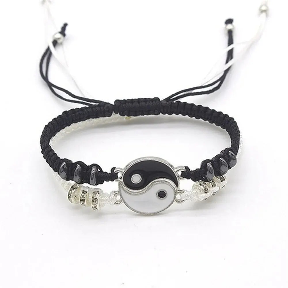 2 PC Black White Tai Chi Bracelet on Adjustable Chain