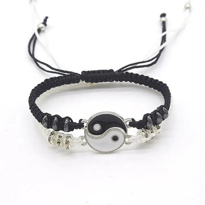 2 PC Black White Tai Chi Bracelet on Adjustable Chain