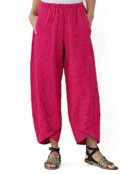 18 Solid and Patterned Cotton Linen Harem Pants, Wide Leg Trousers with Pockets