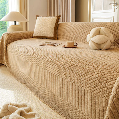 1pc Bohemian Jacquard Warm Tuffed Fleece Sofa Blanket