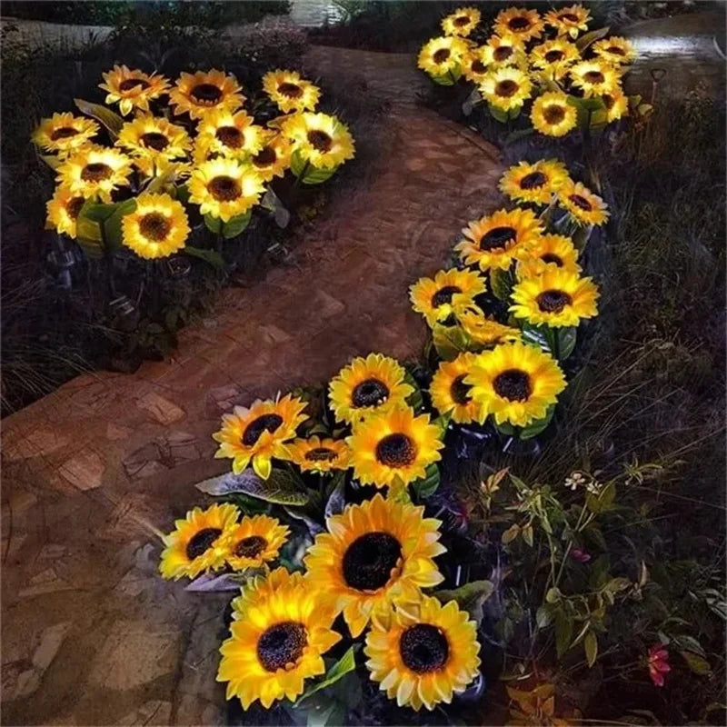 3 Heads 1 Head Solar Simulation Sunflower LED Lights, Garden, Lawn Night Lights, Landscape Lamp