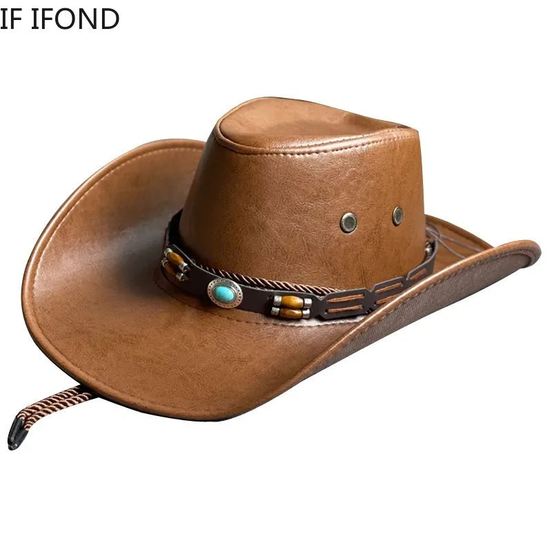 Faux Leather Western Cowboy Hats For Men and Women