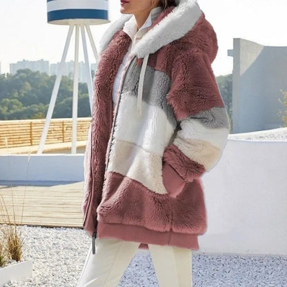 Oversized Warm Plush Jacket with Pockets, Hood, and Zipper Front, Loose, Cozy Fit. comes in 10 Colors