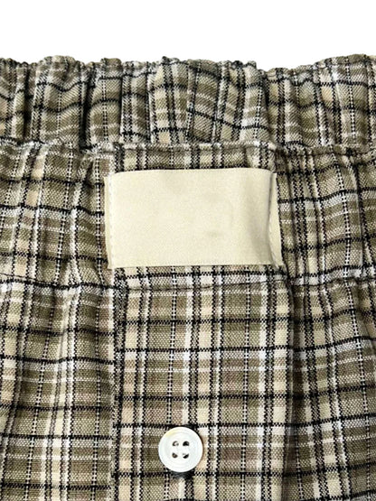 Retro Plaid Print Elastic Low Waist Button Front Loose Boxers