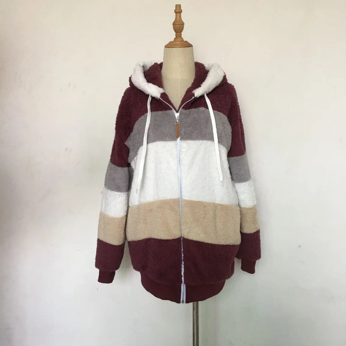 Oversized Warm Plush Jacket with Pockets, Hood, and Zipper Front, Loose, Cozy Fit. comes in 10 Colors