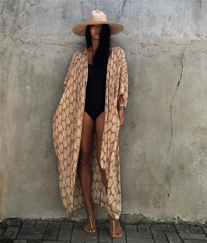 Women's Plus Size Long Cover-up Tie Front Beachwear
