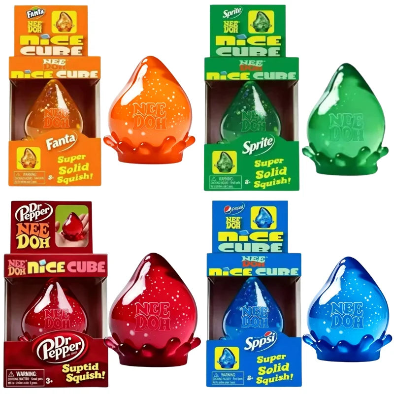 Needoh Dreamy Water Drop Marbled Cube Malt Sugar Squishy Toy Soft Squeeze Anxiety Relief Fidget Toy For Adults and Children 11+