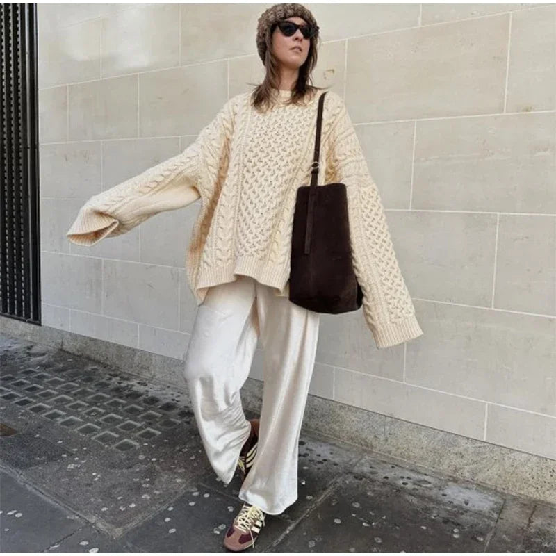 Long Sleeve Prairie Sweater Chic Solid Vintage Oversize Turtleneck Pullover