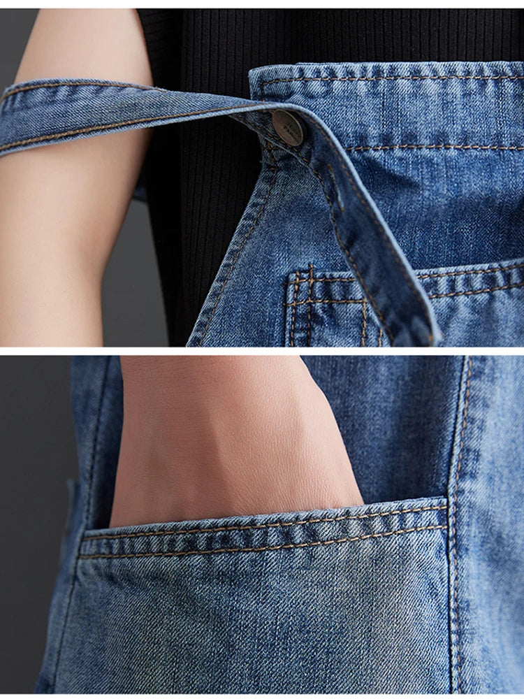 Jean Short Jumpsuits Long , Loose Shorts  Baggy Bibbed Overalls Pants