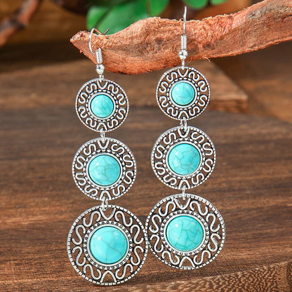 Vintage Tibetan Silver Geometric Turquoise Drop Dangle Earrings. 34 Variations
