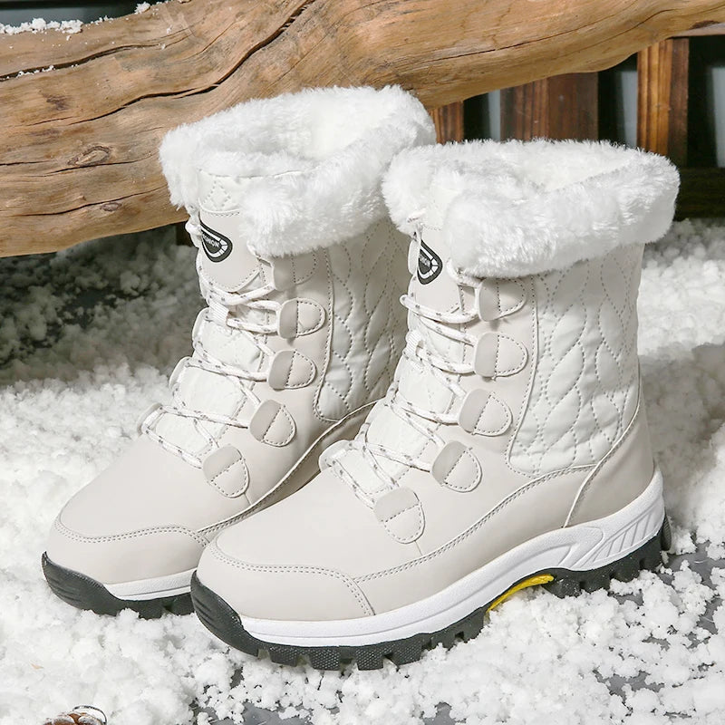 Warm Fur Lined Winter Ankle High Platform Boots Snow Boots
