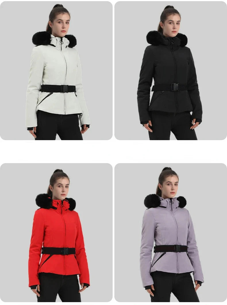 Warm Windproof Hooded Ski Jacket in 8 colors, including Black and White Houndstooth. Ski Pants Sold Separately