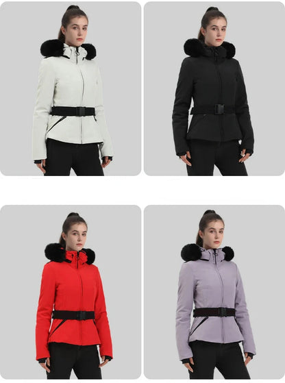 Warm Windproof Hooded Ski Jacket in 8 colors, including Black and White Houndstooth. Ski Pants Sold Separately