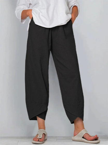 18 Solid and Patterned Cotton Linen Harem Pants, Wide Leg Trousers with Pockets