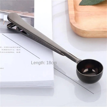 2-in-1 Stainless Steel Powder Measuring Scoop with Sealing Clip