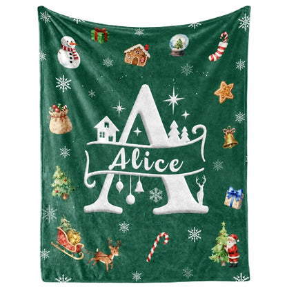 Personalized Christmas Blanket Customized Name Great Stocking Stuffer. 7 colors