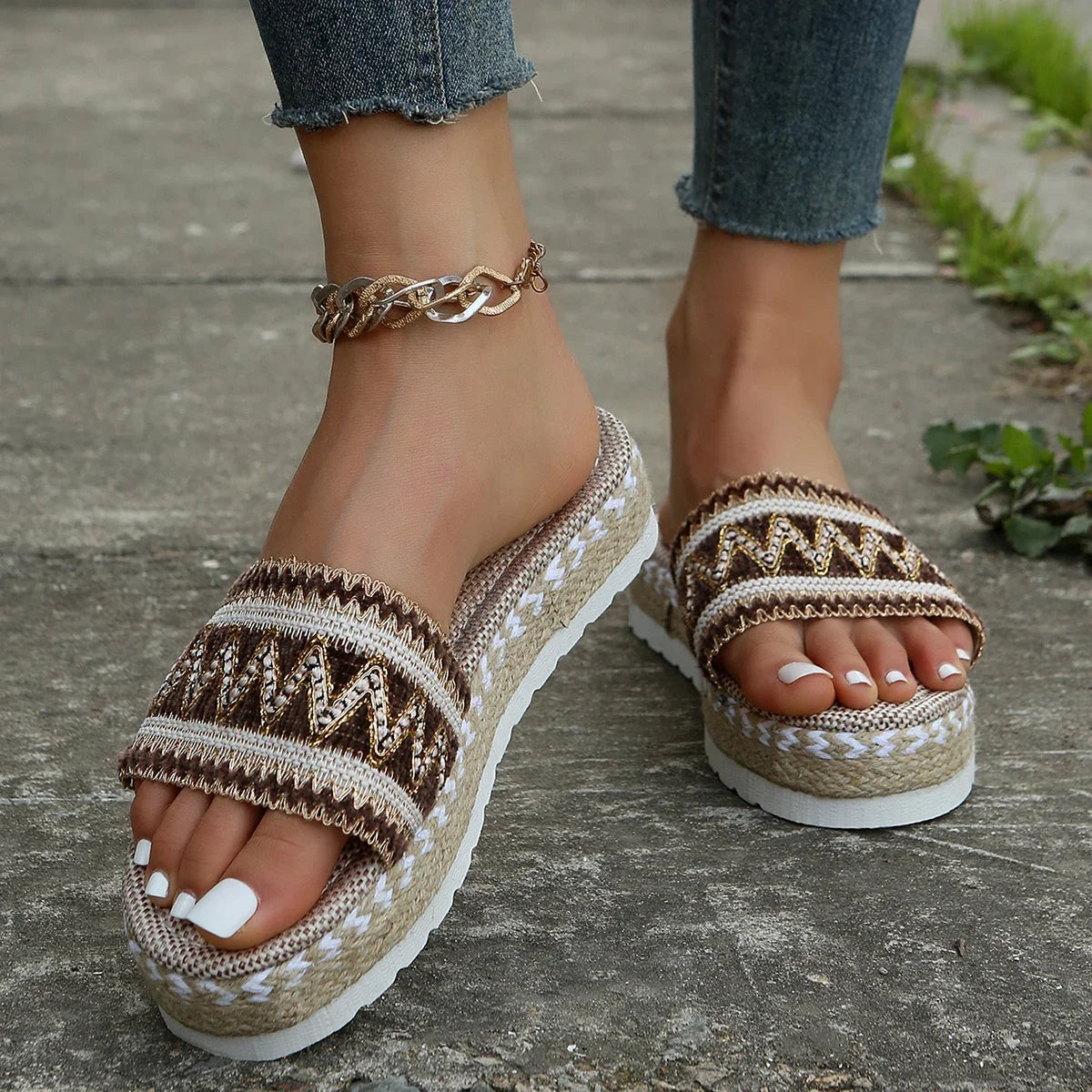 Woven Platform Casual Sandals Bohemian Handmade Espadrilles