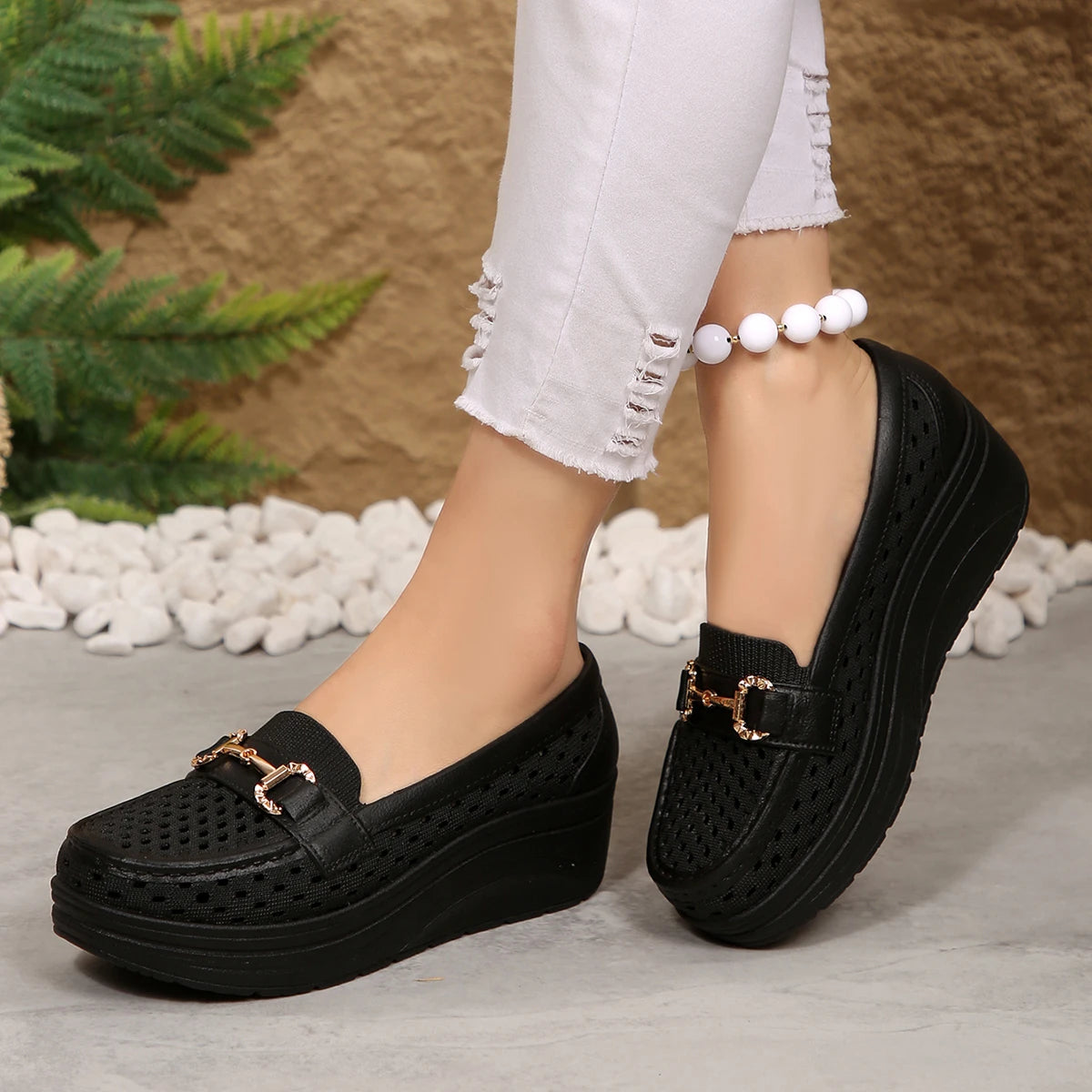 Comfortable Thick-soled Non-slip Shoes for Women, Breathable with a Wedge