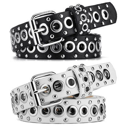 Punk Street Trend Circle Riveted Circles Thin Belt  In 7 Colors. 1.1 Inches wide and 43 Inches Long