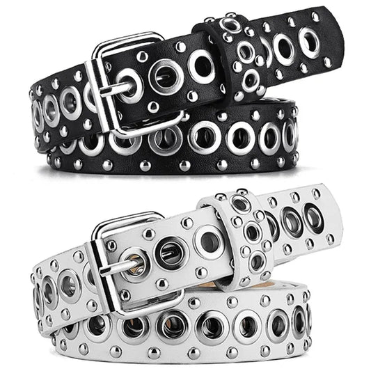 Punk Street Trend Circle Riveted Circles Thin Belt  In 7 Colors. 1.1 Inches wide and 43 Inches Long