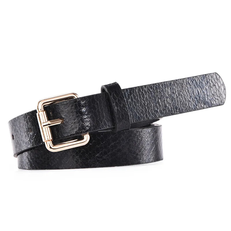 Customized PU Leather Leopard Snake Print Narrow Belt