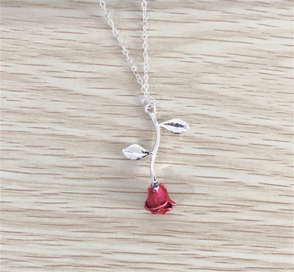 3D Rose Flower Necklace  Unique Gift