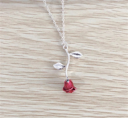 3D Rose Flower Necklace  Unique Gift