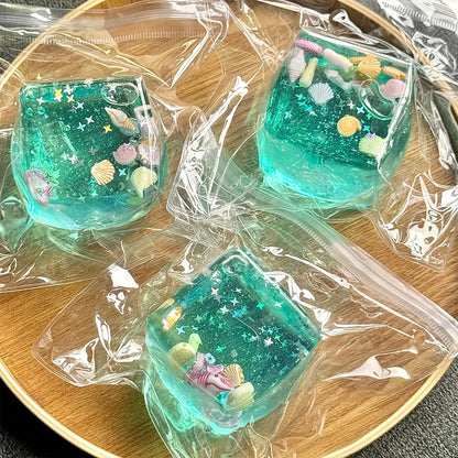 Ocean Shell Squishy Stress Balls Fidget Toy, Super Soft Transparent Star Maltose Cubes Squeeze.Both Adult and Kids' Stress Relief