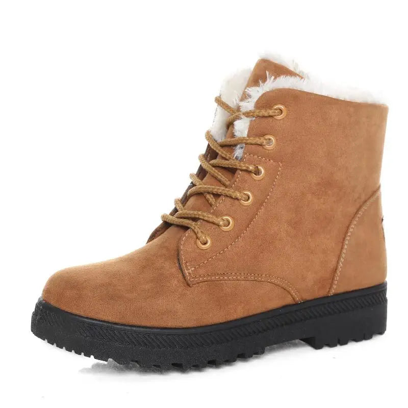 Crestar Winter Snow Boots for Women Warm Fur Lined, Ankle Boots, Lace Up, Non-Slip in Dark and Light Blue, Khaki, Red, and Black
