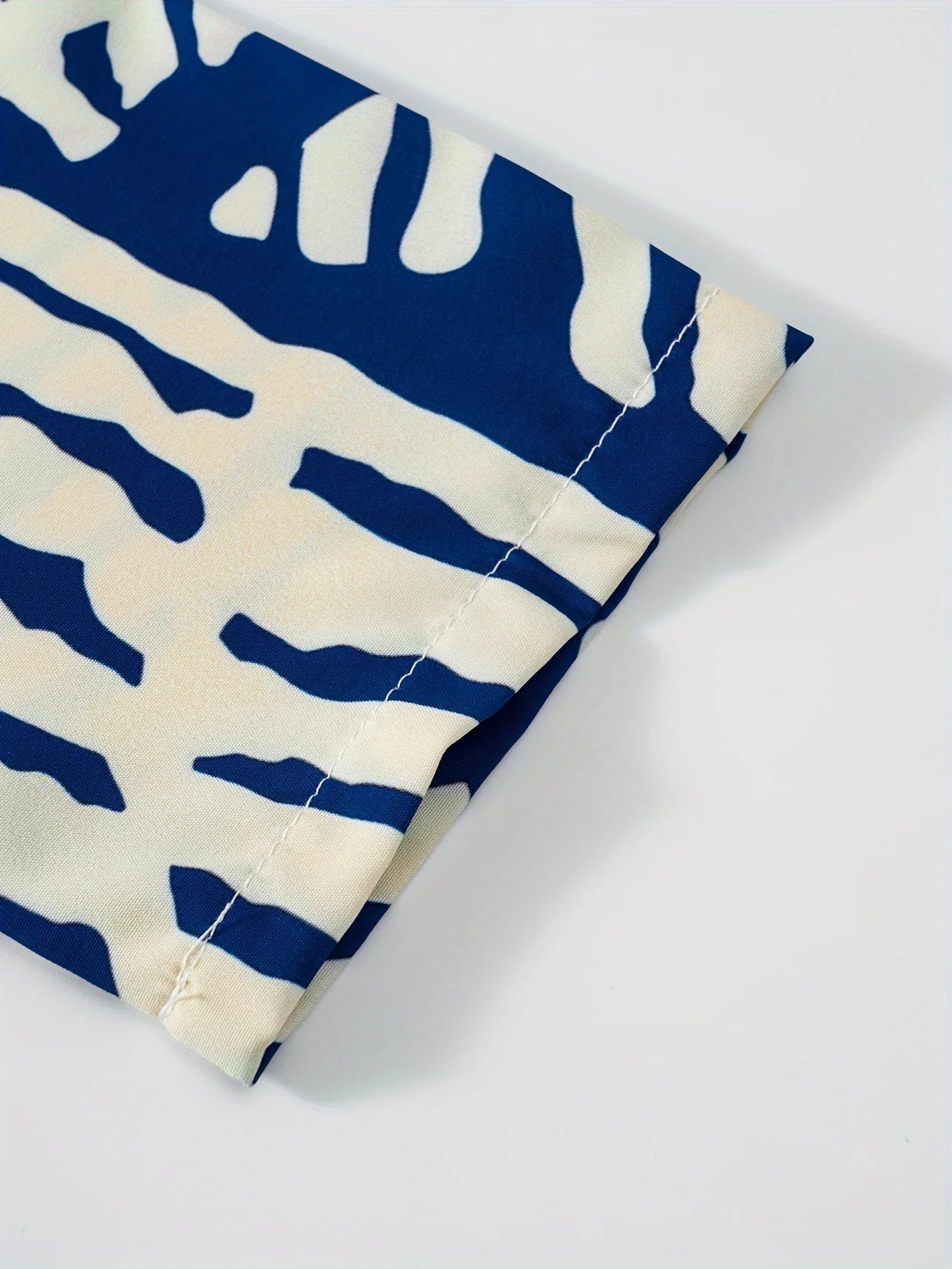 Sizes to XXL Long Sleeve Casual Dress, Blue and White Geometric Print, Button Down A Line Dress