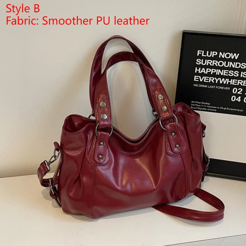Soft Interior Compartment Shoulder Bag With Zipper Handbags in 3 colors
