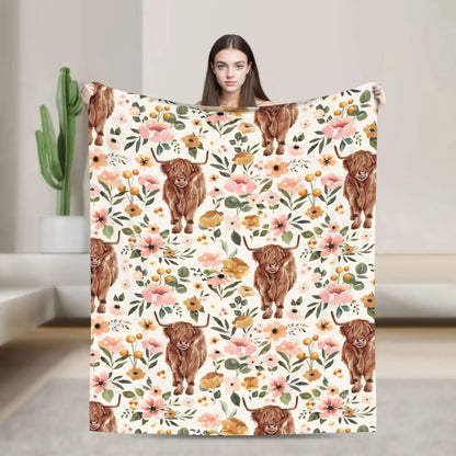 Christmas Highland Cow Fleece Blanket t for Home 150*125cm Piece. 25 Different Prints