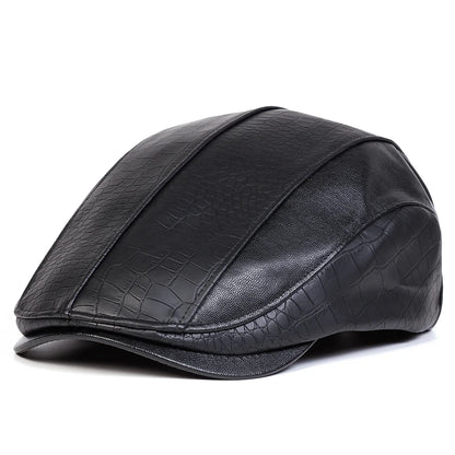 Unisex Retro Newsboy Caps, British Painters' Flat Leather Berets