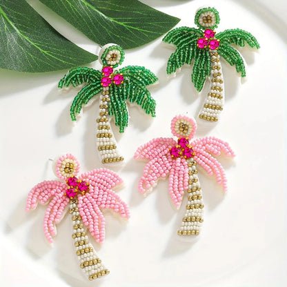 Fun Bohemian Handmade Beaded Coconut Trees and Cactus