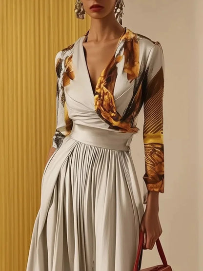 Sizes to 2XL Women's Slim Fit Jumpsuit V-neck Long Sleeves High Waist and Extra Wide Legs