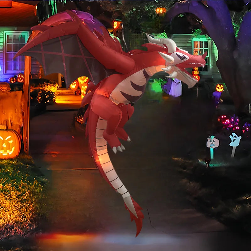 1.9m Inflatable Halloween Flying Dragon LED Lit Decoration