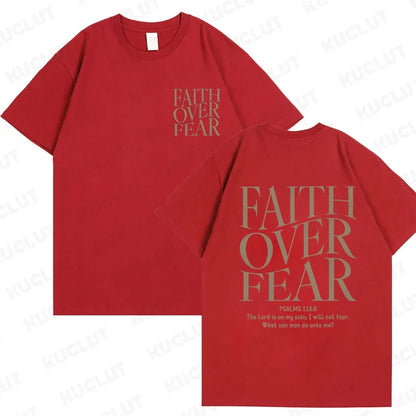Sizes to 3XL Wide Variety of Colors "Faith Over Fear" T-shirts Christian Clothes Sportswear Bible verse