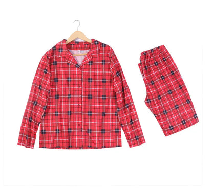 Family Christmas Pajamas Matching Sets Adult And Kids Red Plaid Button Shirts Tops+Pants Baby Romper Dog Pajamas too!!