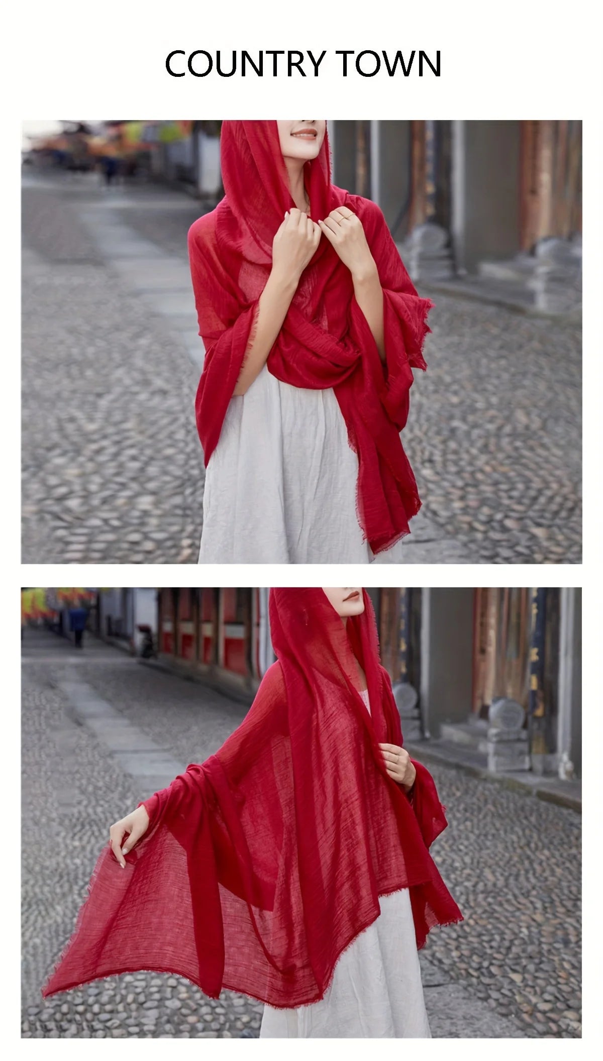 Bohème Style Solid Color Scarf, Light-weight Breathable, Sun Protectant Scarf