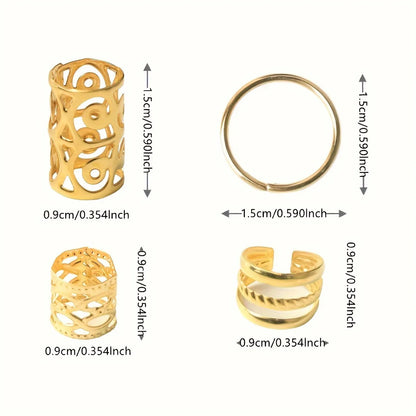 80PCS/Set Boho Vintage Hollow Hair Rings Alloy Hair Cuffs (May also be used as ear cuffs)