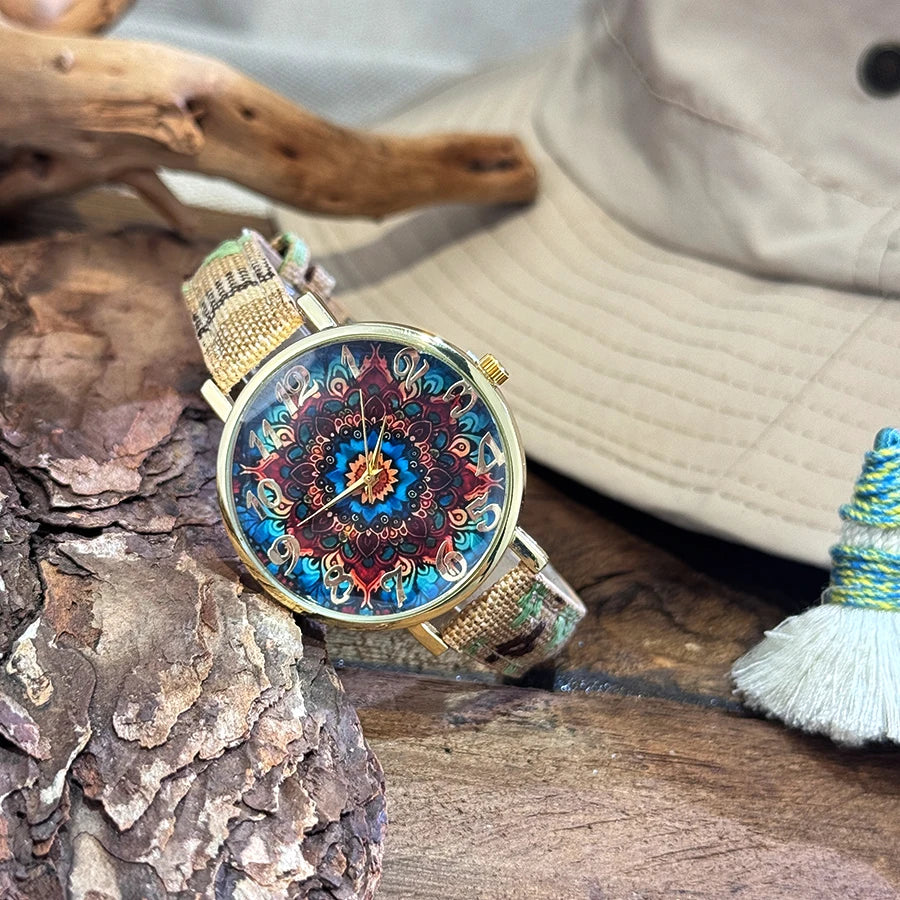 Bohemian Patterned Fashions Ladies Watch 1960's Style Women's Timepiece