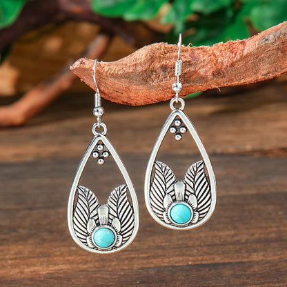 Vintage Tibetan Silver Geometric Turquoise Drop Dangle Earrings. 34 Variations