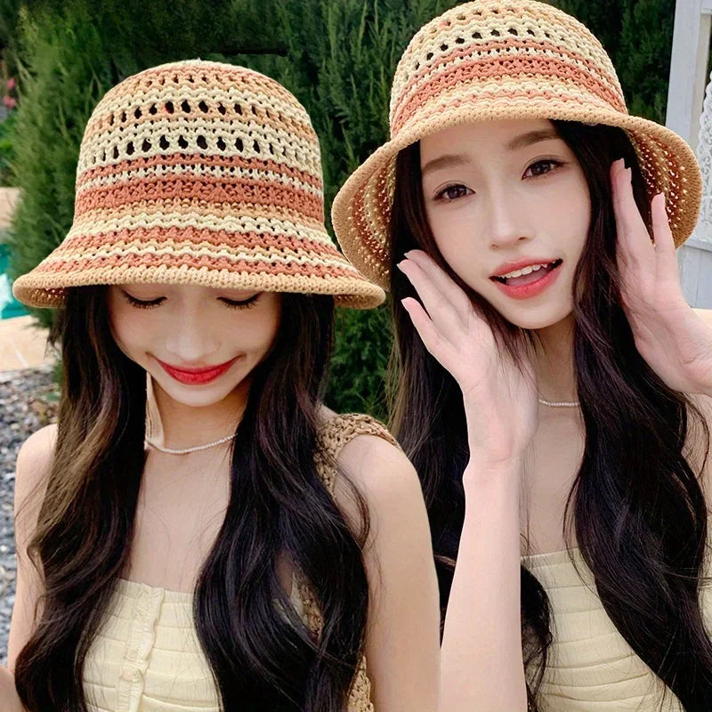 Bohemian Hand-Woven Macrame Beach Bucket Hat. Comes in 5 Colors